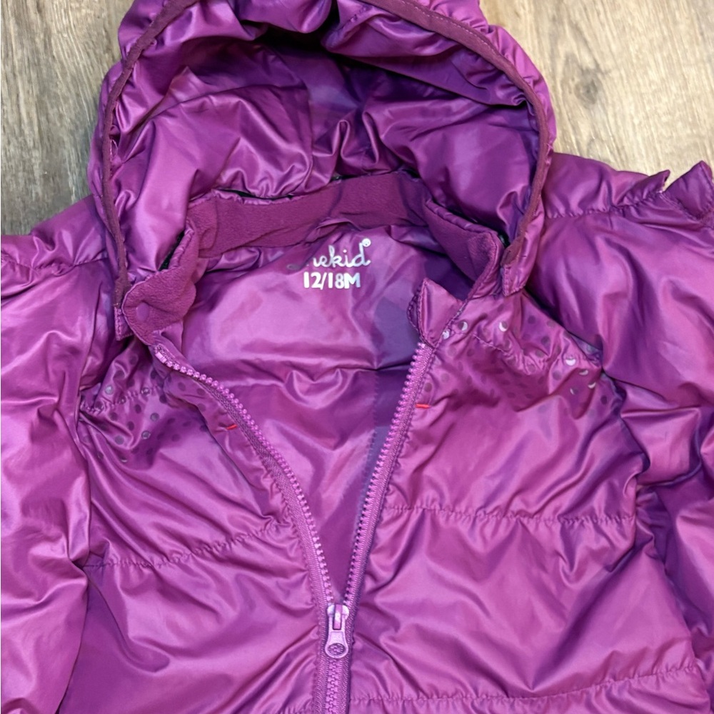 One kid Purple Puffer Snowsuit for infant girl 12/18 months - Picture 2 of 6